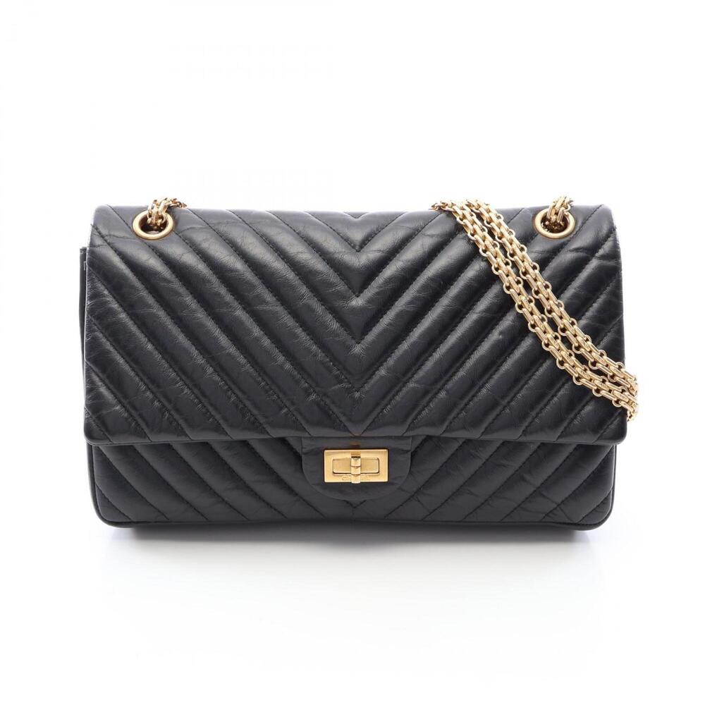 Chanel 2.55 Chevron V-stitch Double Flap Shoulder Bag Handbag Leather Women's...